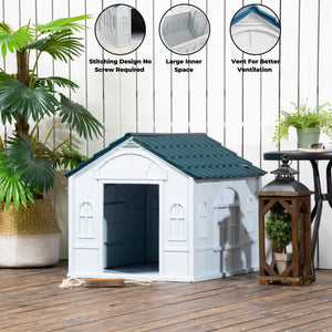 Dog House Outdoor Plastic Waterproof Ventilate Kennel Dog Shelter with Air Vents
