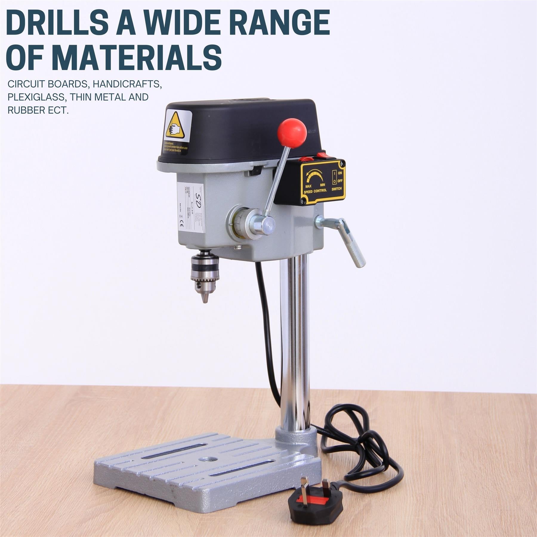Mini Bench Drilling Machine - Handle Lock Drilling with Adjustable Speed Switch