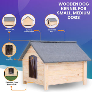 Dog Kennel Outdoor - Waterproof & Insulated Dog House for Small to Medium Breeds