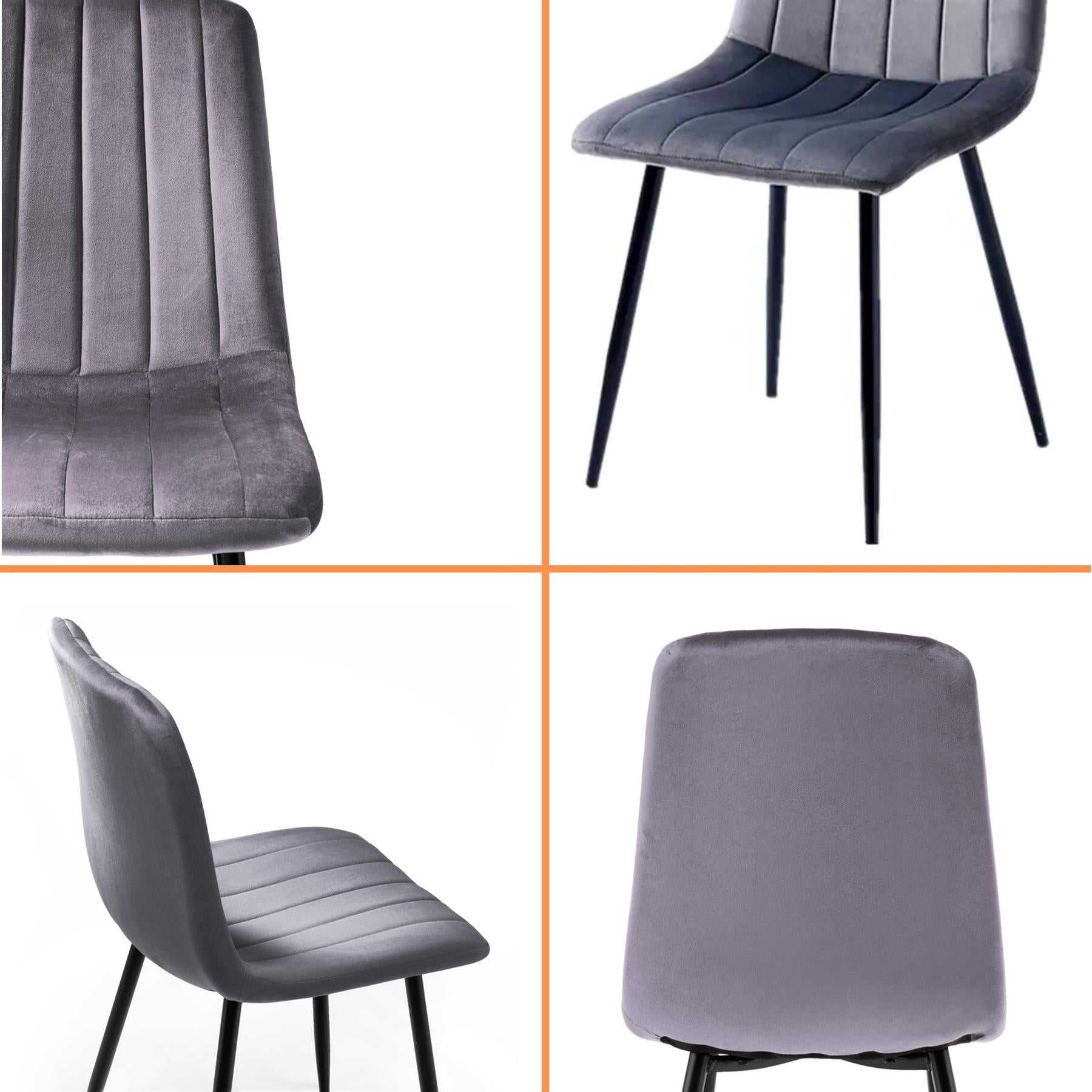 Dining Chairs Set Velvet Cushioned Pad Seat and Solid Metal Legs Kitchen Chairs