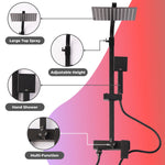 Modern Shower Mixer Set Adjustable Matte Black System with Rainfall Shower Head