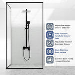 Modern Shower Mixer Set Adjustable Matte Black System with Rainfall Shower Head