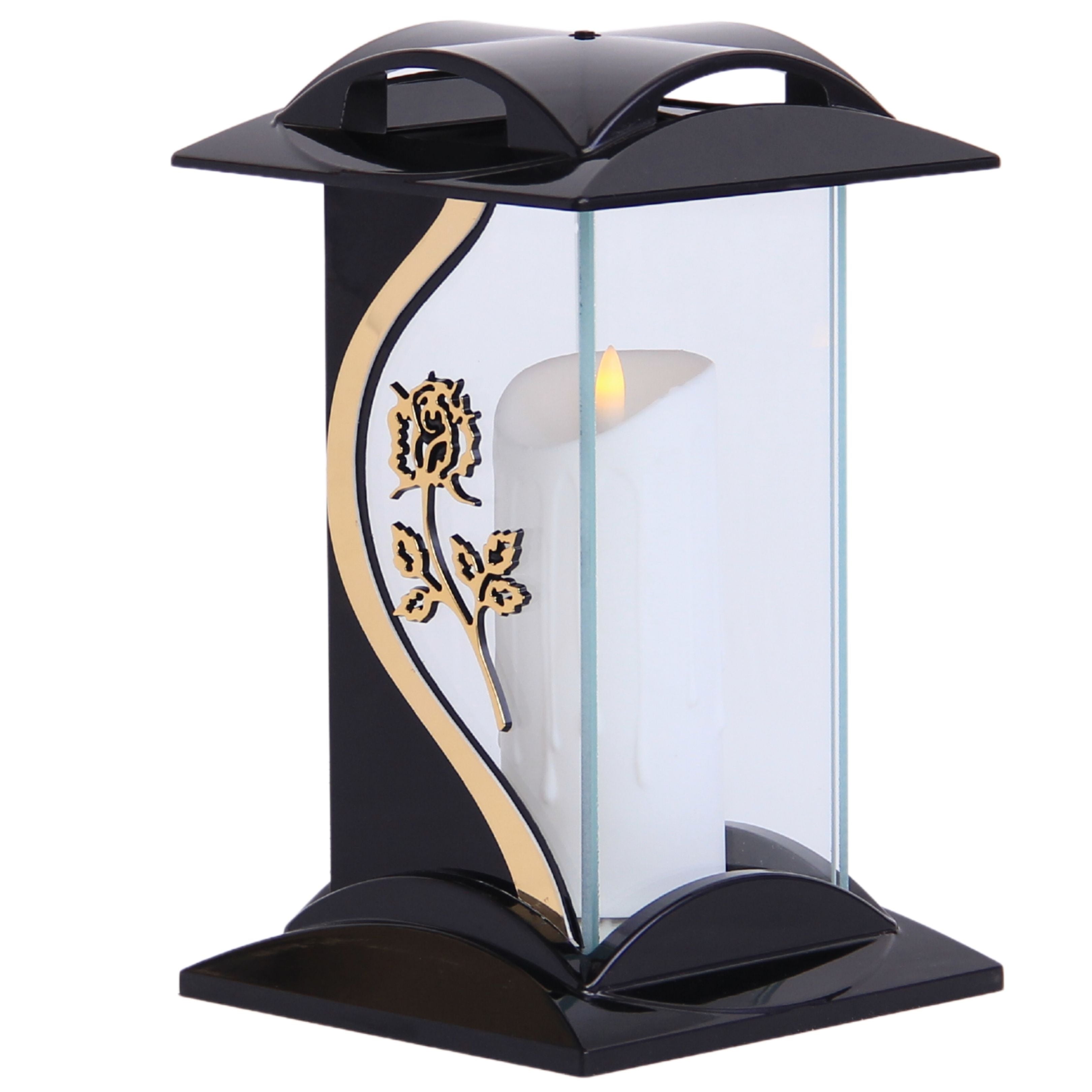 Large Memorial Grave Lantern with Candle Cemetery Ornaments & Grave Decorations