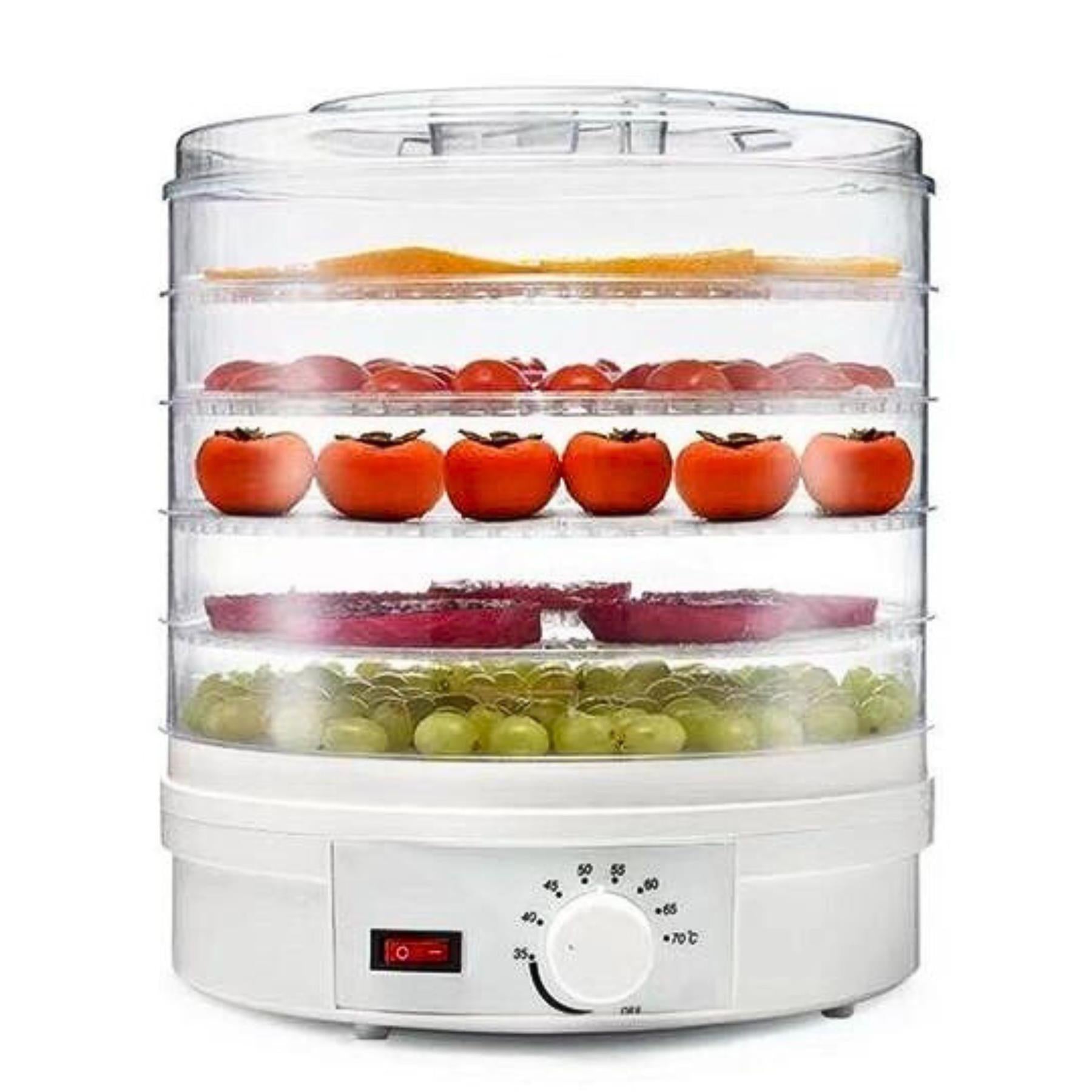 5 Tier Food Dehydrator with Adjustable Temperature Control White Fruit Dryer