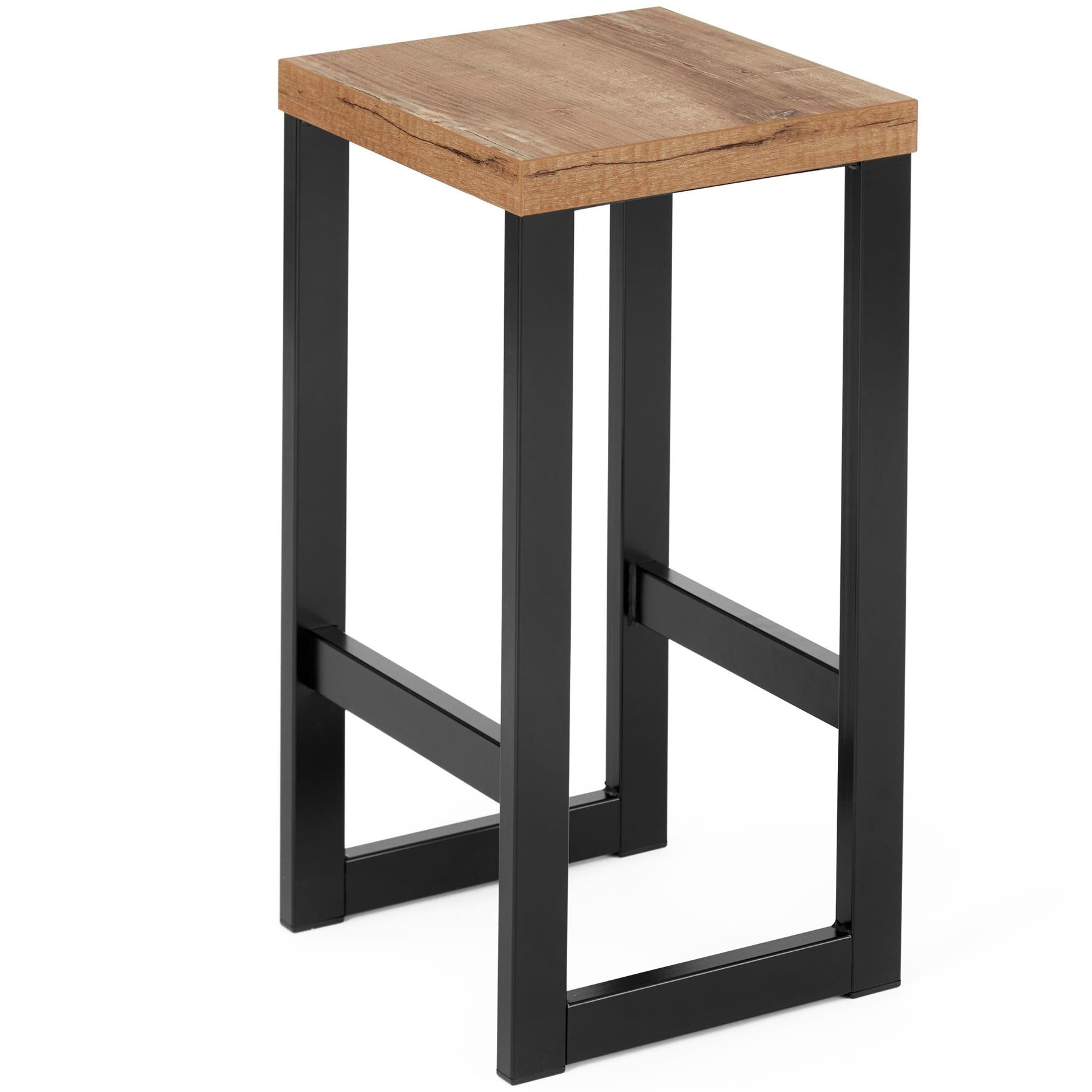 Kitchen Breakfast Bar Stools with Footrest - Wooden Stool for Living Room