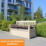 Wooden Garden Storage Box with Cushion Outdoor Garden Furniture - Garden Storage Box Waterproof