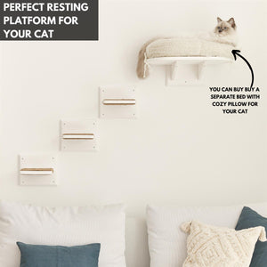 Wall Mounted Cat Steps Square Post Steps with Sisal Rope, Solid Wood Cat Wall Furniture