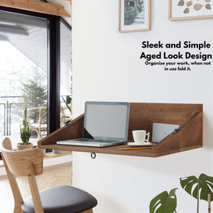 Wall Mounted Desk Brown (23.5x79x48 cm) Home Office Workspace | Space-saving And Functional Design Wooden Working Fold Away Desk