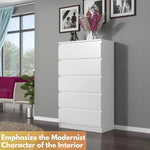 White Chest of Drawers Laminated Board Drawer Cabinet Modern Storage Furniture
