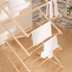 Wooden Clothes Airer, Collapsible Folding Clothes Horse, Indoor & Rustproof Laundry Clothes Drying Rack, Portable, Adjustable - Defected