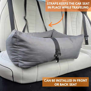 Dog Car Seat for Small & Medium Dogs - Travel Car Bed with Clip-on Dog Seat Belt, Non-Slip