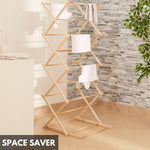 Wooden Clothes Airer, Collapsible Folding Clothes Horse, Indoor & Rustproof Laundry Clothes Drying Rack, Portable, Adjustable