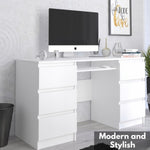 White computer desk Laminated Board Drawer Cabinet Modern Storage Furniture