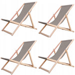 Traditional Folding Wood Deck Chairs,  Seaside Lounger Outdoor Adjustable Recliner Deckchairs With Canvas Fabric