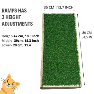 Folding Pet Ramp Natural Wood - Easy Climb Dog Ramps for Large Dog  - Adjustable Height