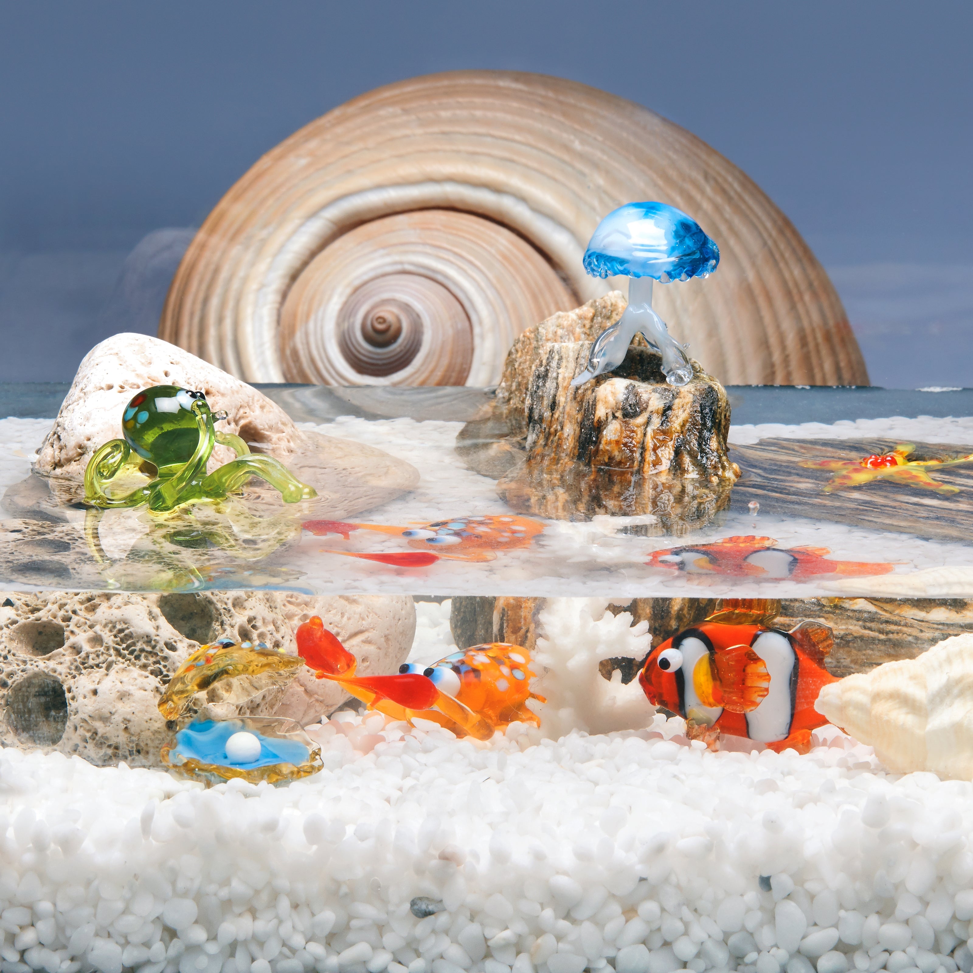 Aquarium Decorations Glass Figurines - Handmade Glass Blowing Colorful Water Animal Figure Fish Tank Ornaments