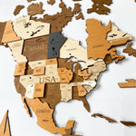 3D Wooden World Travel Map Rustic Wall Decor Office Wooden Travel Map- Home Decoration