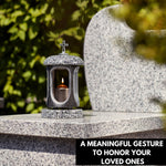 Large Granite Memorial Lantern 8.6'' (22cm), Graveside Memorial Gift, Tribute Funeral Cemetery Grave Ornaments, Memory Candle Grave Lantern Ornament