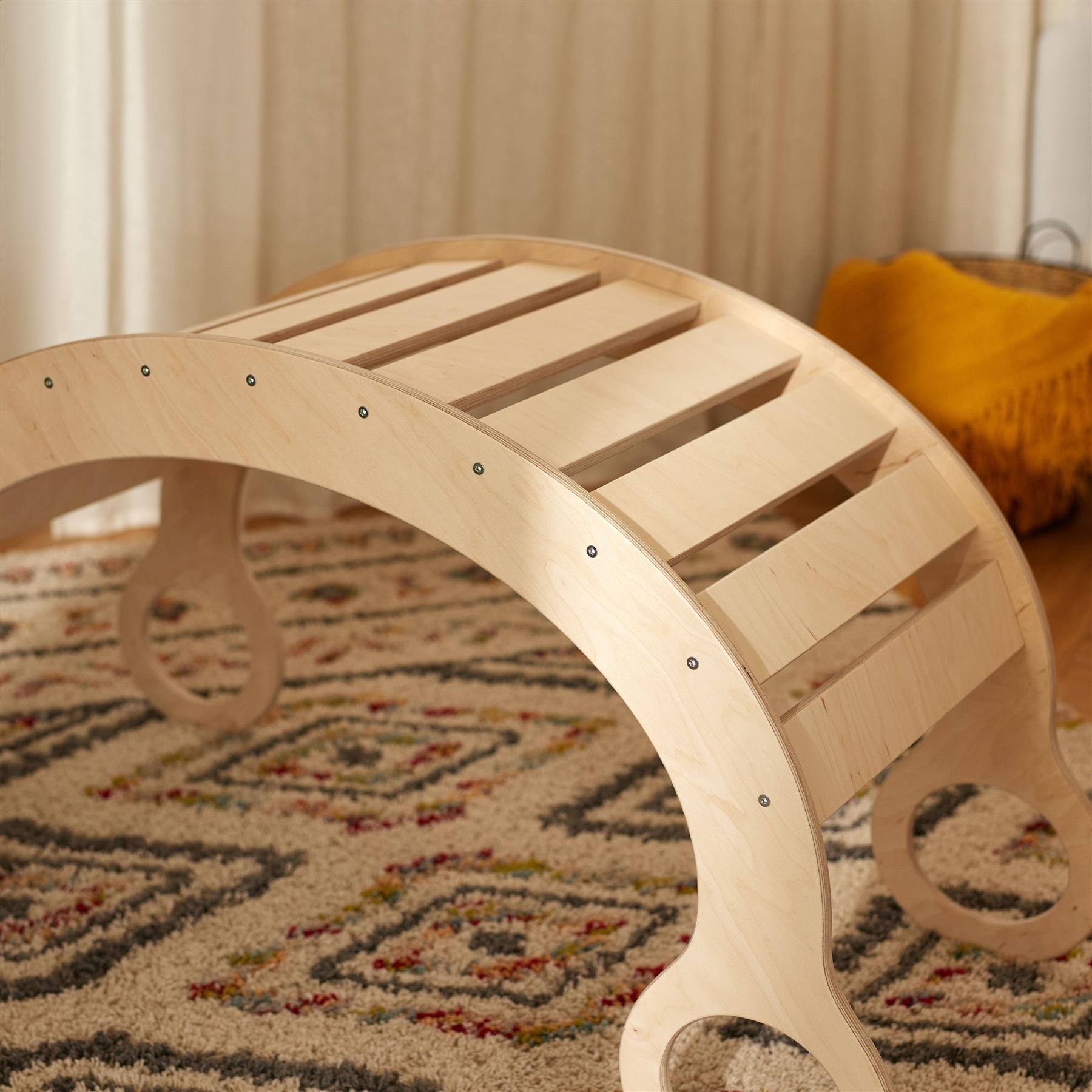 Wooden Climbing Arch Rocker For Toddler Large Montessori Climbing Activity Board