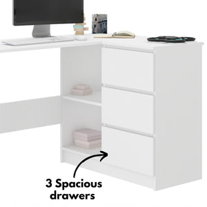 White computer desk Laminated Board Drawer Cabinet Modern Storage Furniture