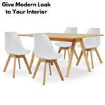 Dining Chairs Set with Padded Seat & Solid Wood Legs 31.8'' (81cm) High |Modern Tulip Kitchen Chairs