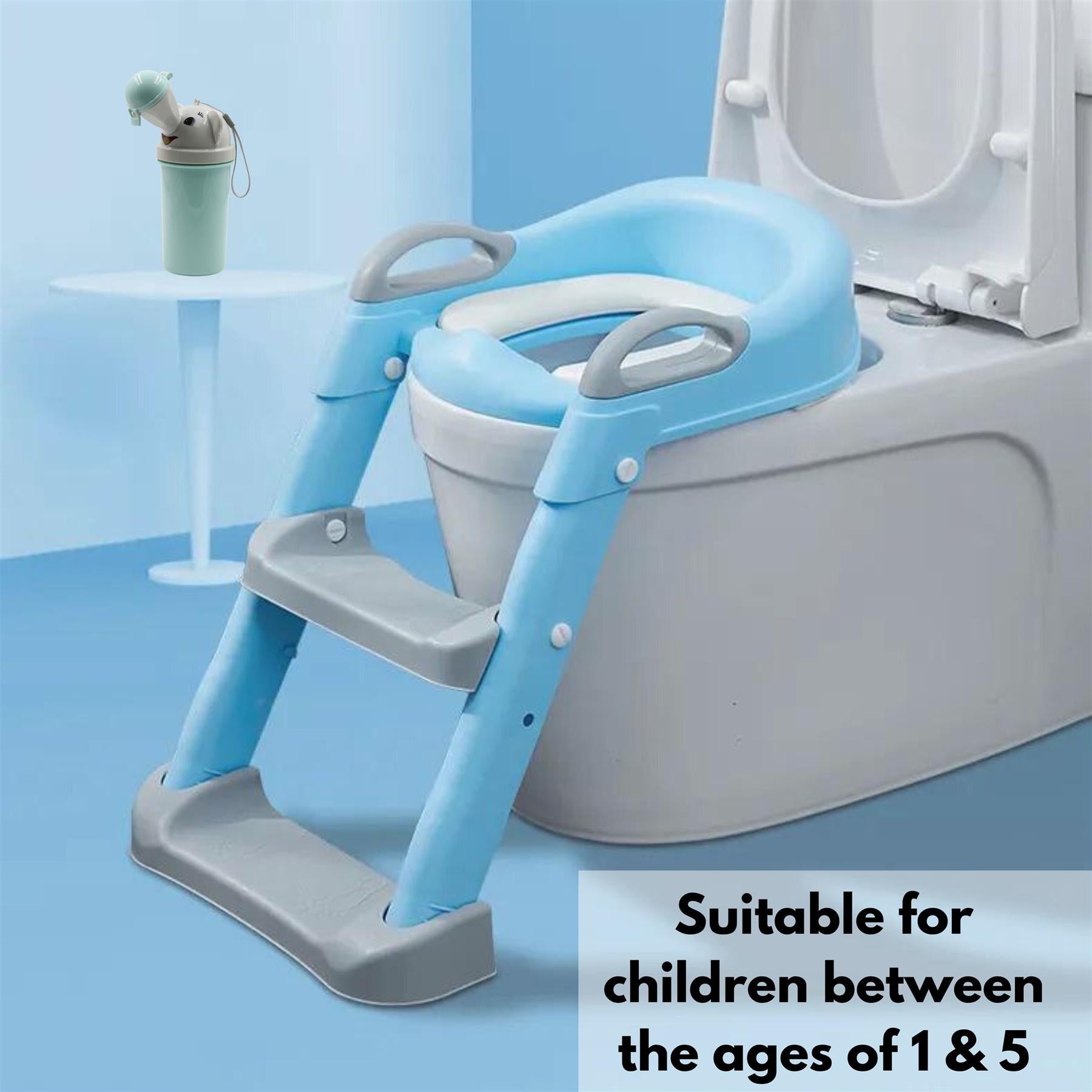 Foldable Toilet Potty Training Set For Kids - Toilet Seat Step Stool Potty Chair And Emergency Toilet Portable Seat - Perfect for Home and Travel - Set of 2