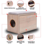 Versatile Cat Litter Box Enclosure 23.6'' Long,  Indoor Dog House with Furniture Hidden,  Entryway Bench with Cushion