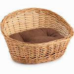 Wicker Cat Basket, Wicker Dog Bed Basket, Cat Bed With Removable Cushion, Natural Rattan Cat Beds, Weaved Pet Sofa for Small-Sized Dog