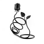 Hand Forged Iron Wine Bottle Holder With Rose Bud - Handmade Solid Table Wine Holder
