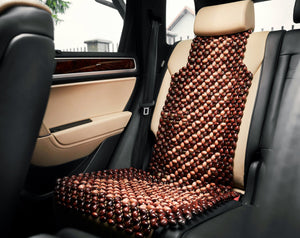 Car Seat Cover Massager From Natural Wood Beads - Universal Fit For Car Seat Or Office Chair - Darker Tone