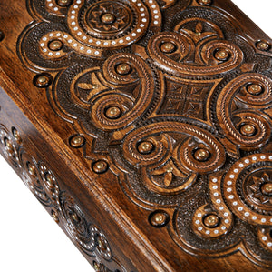 Hand Carved Large Wooden Jewellery Box - Perfect Gift For Wife Or Girlfriend - Wood Anniversary Gift