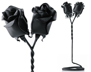Free Standing Bouquet of 2 Iron Roses Twisted Together Forever. Beautiful Gift For Anniversary  With Deep Message