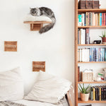 Large Wall Mounted Cat Perch Bed Platform - Solid Wood Cat Sleeper Shelf With Extra Soft Cushion - Wooden Cat Furniture Collection