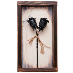 Forged Twisted 2 Iron Roses In Wooden Frame. Beautiful And Stylish 3D Effect Gift For Her Anniversary With Deep Message