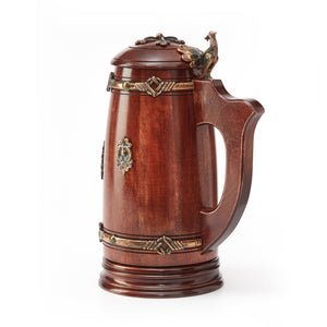 XXL 1L/1.7 Pints Handcrafted Oak Wood Beer Mug With Lid