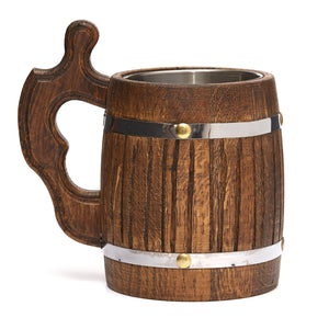 Handcrafted Dark Oak Wood Beer Mug With Steel Liner