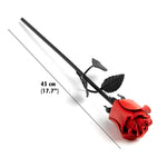 Hand Forged Red Iron Rose With Black Stem