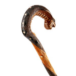 Walking Stick Crook With Snake Head - Quality Handmade Wooden Cane Materpiece