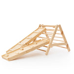 Pikler Step Triangle Climbing Ladder Gym With Two Montessori Ramps For Toddler - Solid Wood Construction