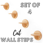 Set Of 4 Wall Mountable Cat Steps - Durable Wood Cat Stepper Shelf Furniture - Floating Wooden Cat Climbing Steps