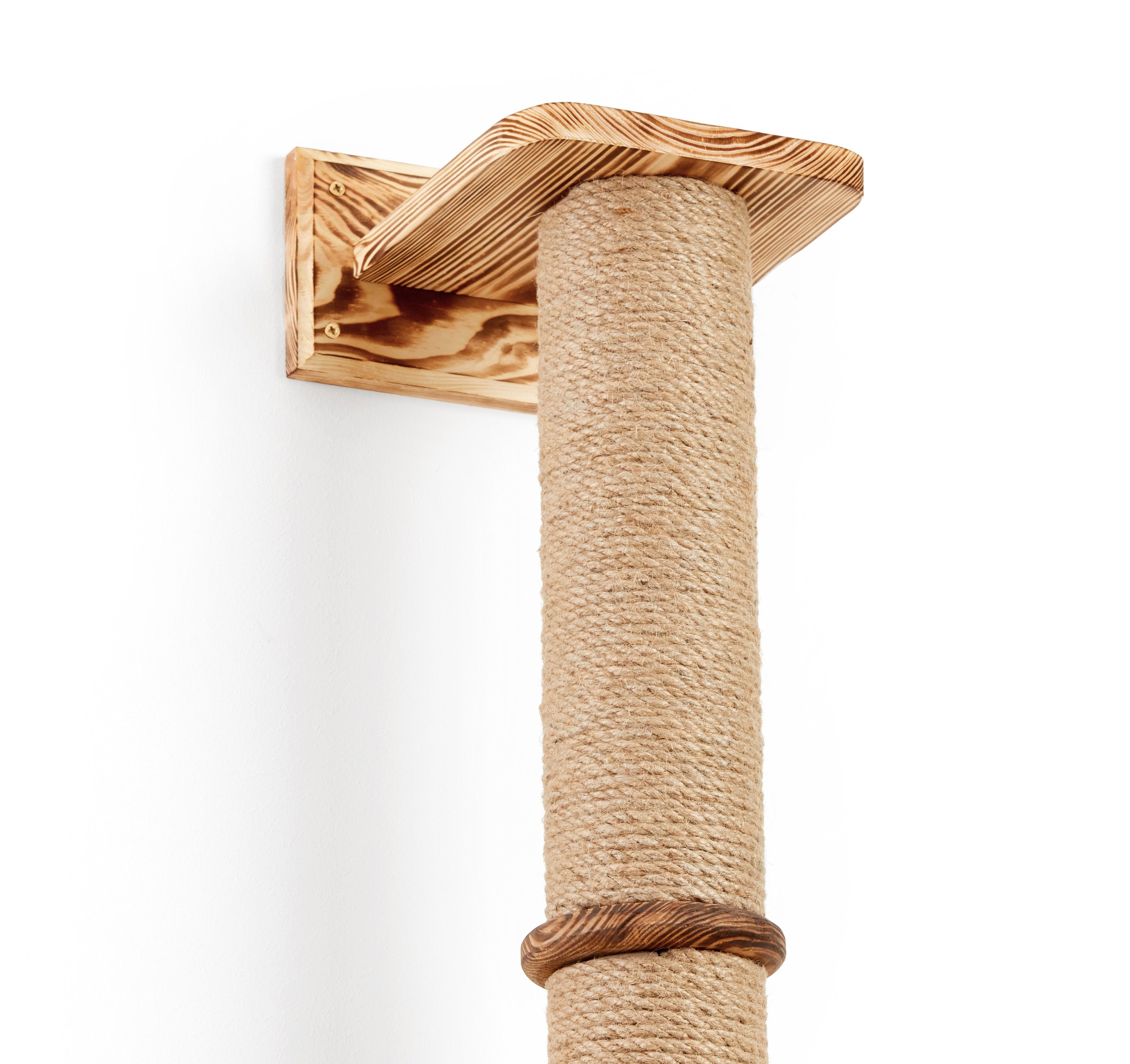 Wall Mounted Cat Sisal Pole - Wooden 2-tier Cat Sisal Climbing Pole - Perfect Addition For Cat Shelves And Other Cat Indoor Furniture