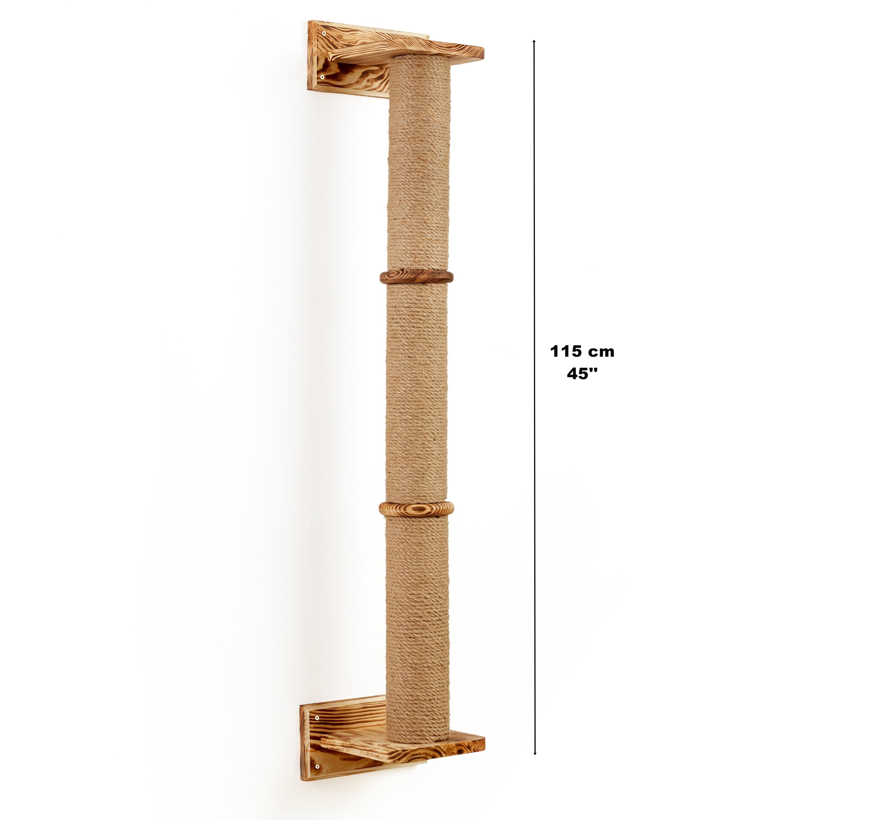 Large Wall Mounted Cat Sisal Pole - Wooden 3-tier Cat Sisal Climbing Pole - Perfect Addition For Cat Shelves And Other Cat Indoor Furniture