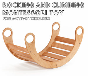 Montessori Wooden Rocking Toy | Multifunctional XL Size Rocker Balance Board For Active Toddlers