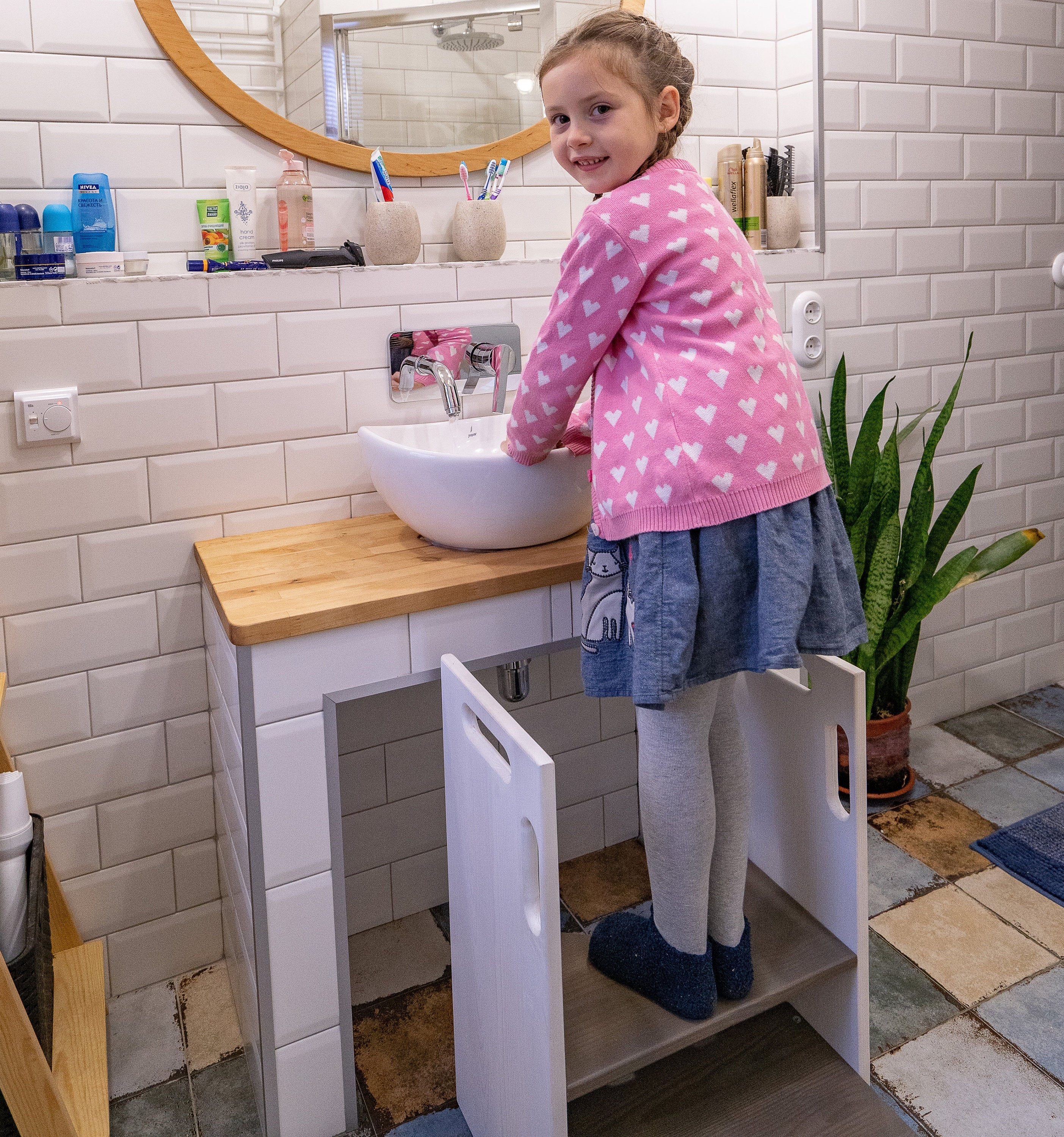 Kids Bathroom And Toilet Step Stool Kids Tower - Perfect Potty And Personal Hygiene And Hand Washing Aide For Toddlers - Squat Poop Stoop
